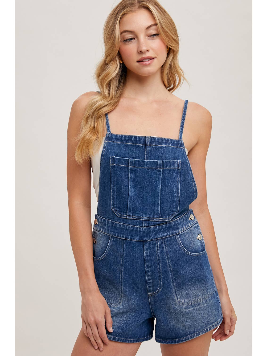 Denim Bow-Tie Overall Shorts