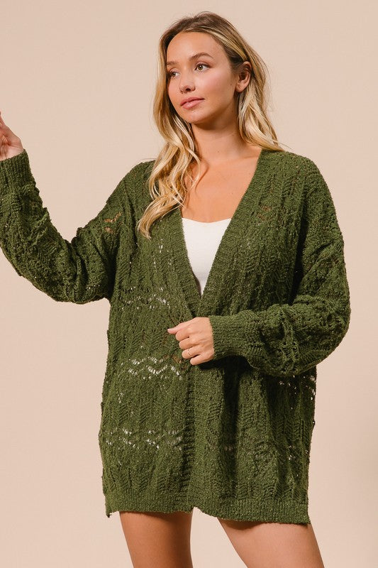 Long Pointelle Cardigan