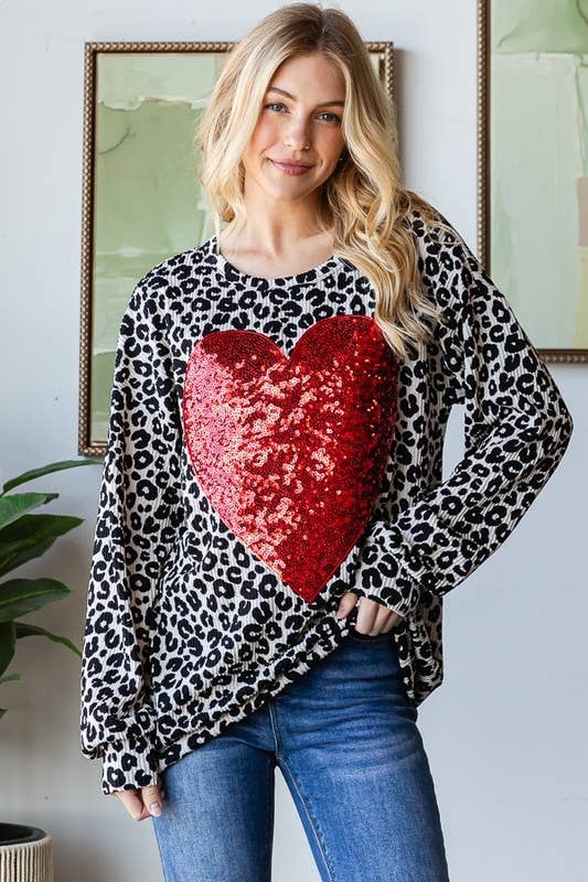 ANIMAL PRINT TOP W/ Heart