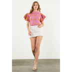 Handmade Flower Embellished Sleeve Top