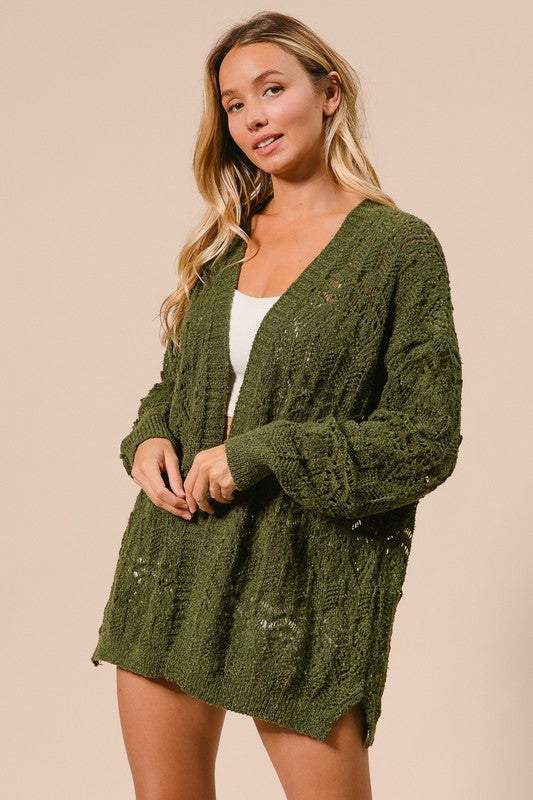 Long Pointelle Cardigan