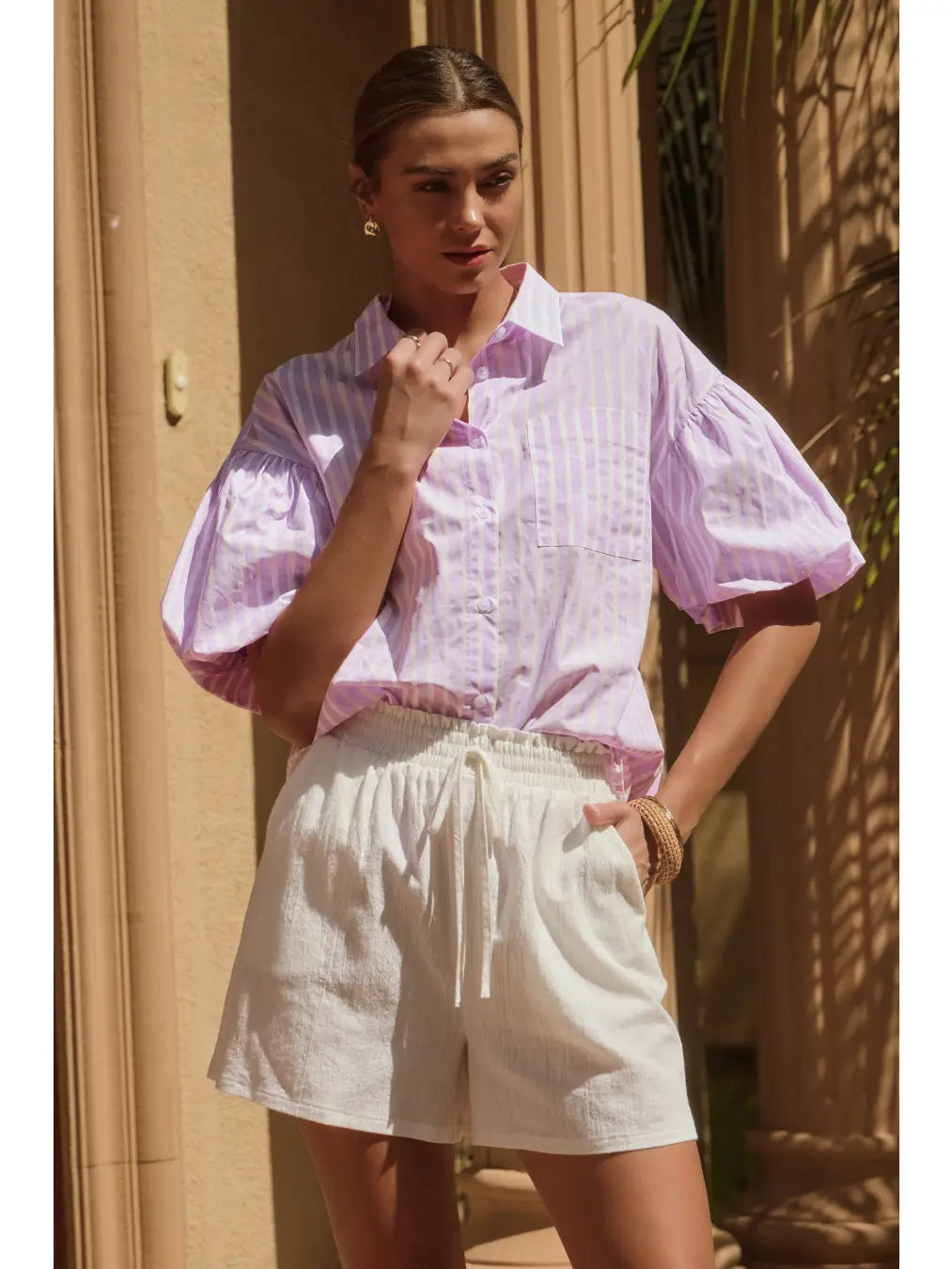 Striped Poplin Button Down Shirt