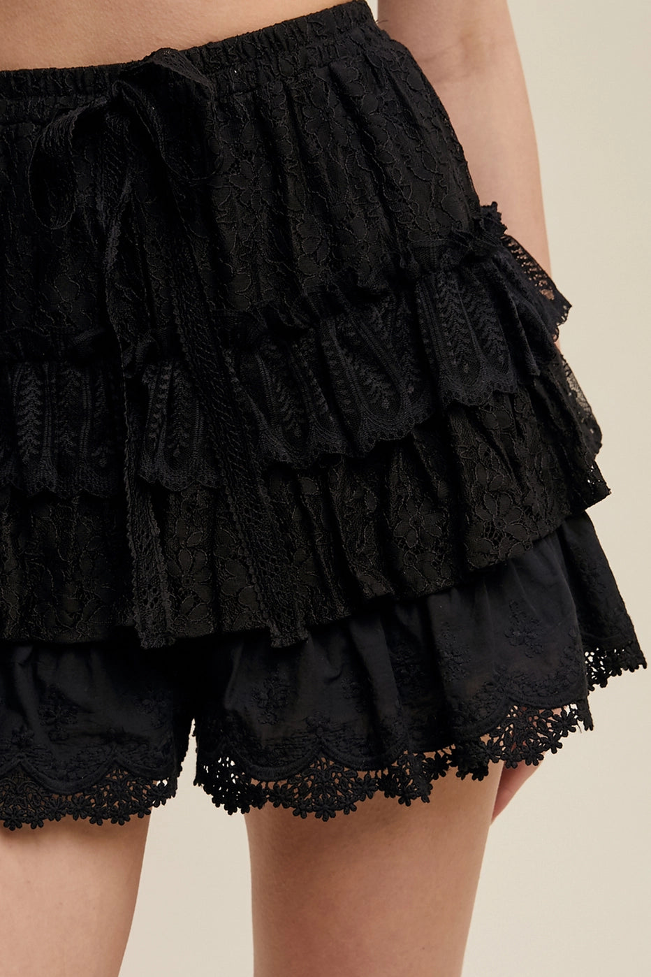 Lace Tiered Ruffle Shorts