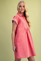 WASHED DENIM SHIRT DRESS