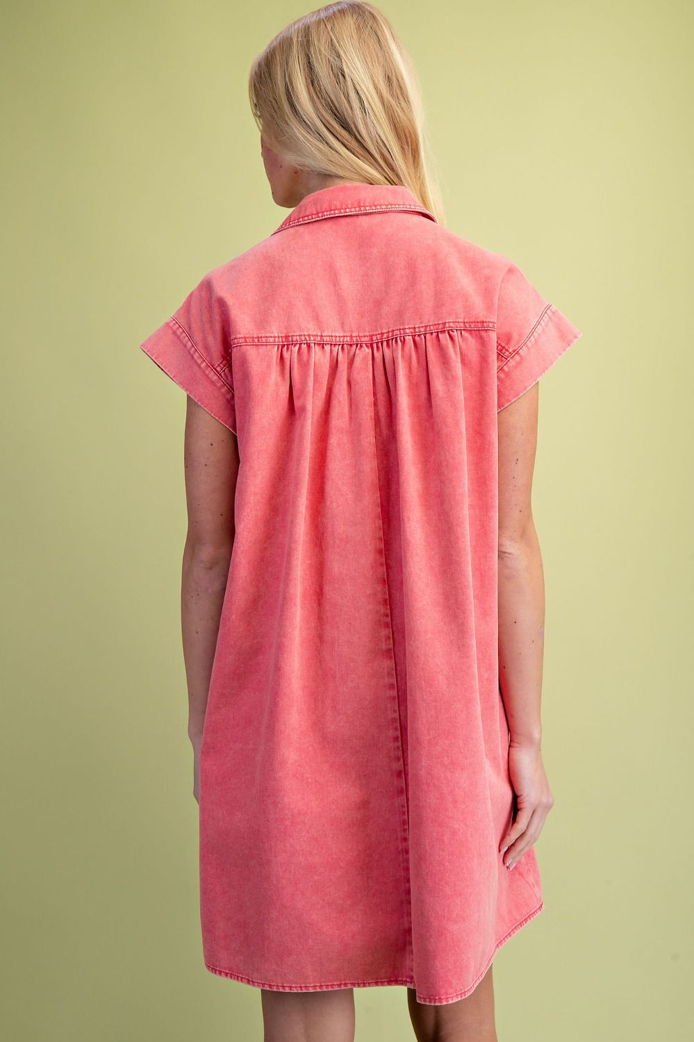 WASHED DENIM SHIRT DRESS