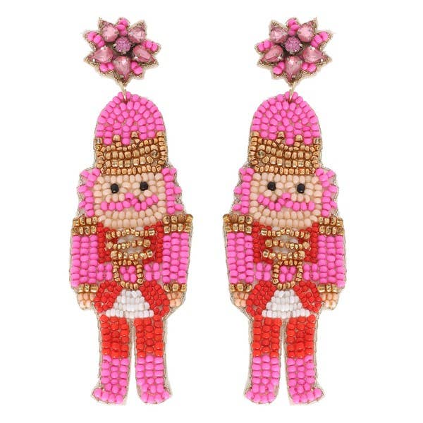 NUTCRACKER CHRISTMAS BEADED EARRINGS