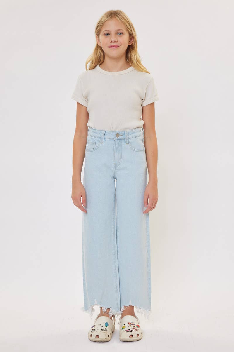 Kids High Rise Wide Leg Jeans